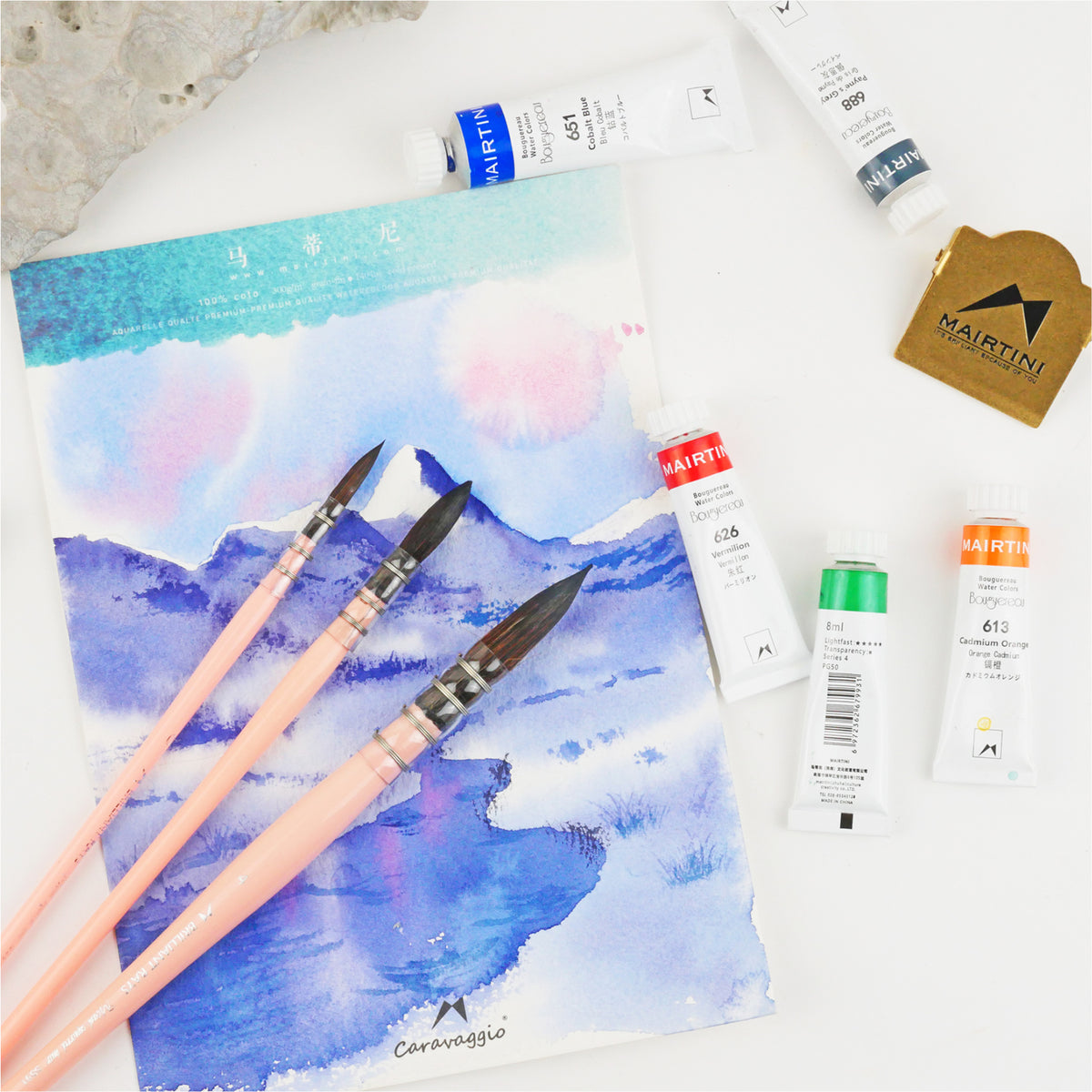 MAIRTINI Profi-Aquarellpinsel-Set (3-teilig) – Präzisionspinsel für Miniaturmalerei & Detailarbeit - SETL