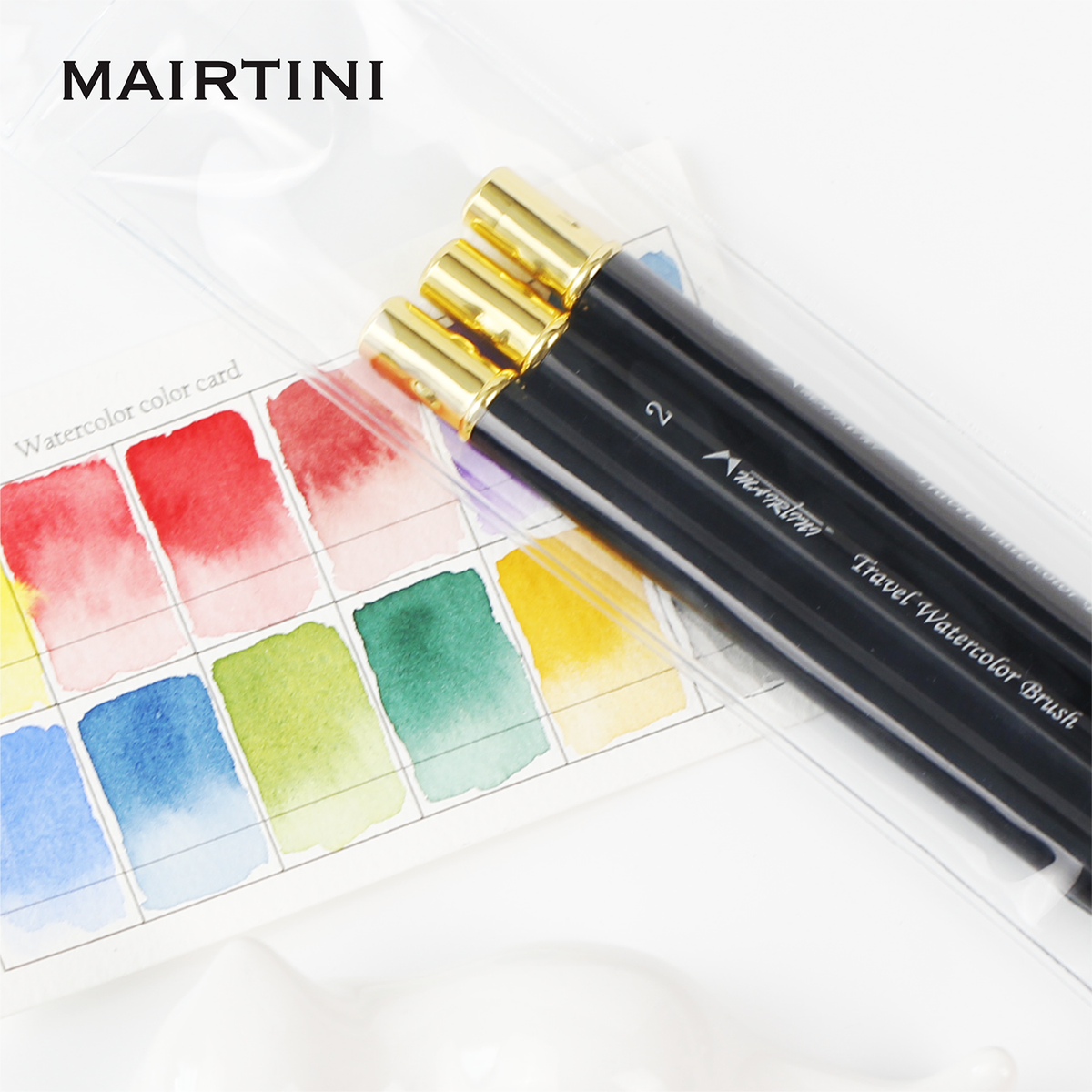 MAIRTINI TravelMate Aquarellpinsel – Reiseset Grün Nr.0/1/2/4/6 - SETL