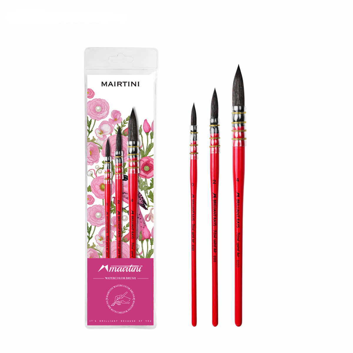 MAIRTINI SS93 Profi-Aquarellpinsel-Set (3-teilig) – Präzisionswerkzeuge für anspruchsvolle Aquarellmalerei - SETL