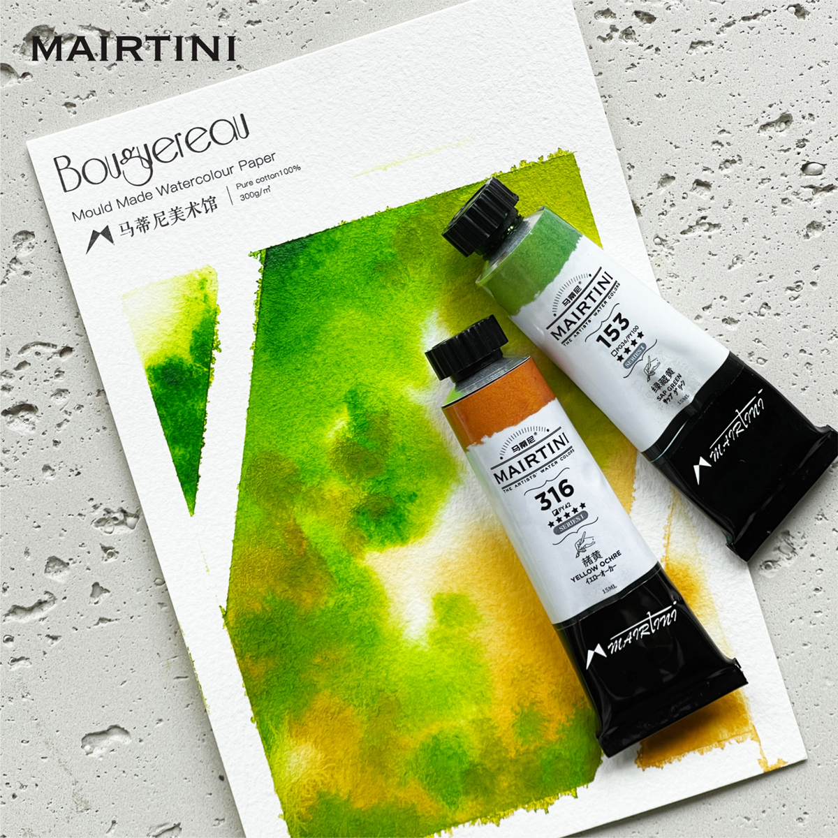 Mairtini Bouguereau Künstlerqualität Aquarellpapier, 200/300 g/m² Kaltgepresst, 100 % Baumwolle - SETL