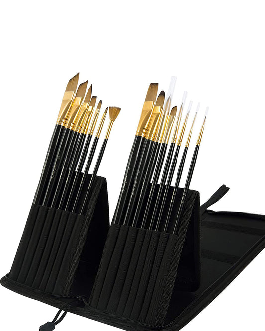 Mont Marte Studio Pinselset – 15 Taklon Pinsel mit Staffelei-Etui - SETL