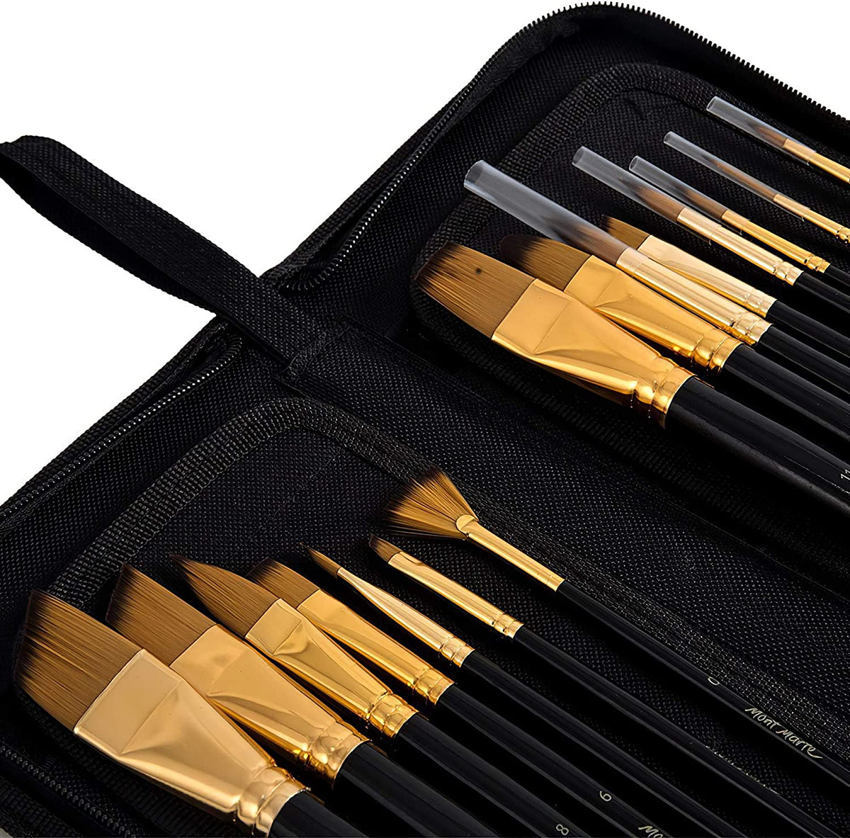 Mont Marte Studio Pinselset – 15 Taklon Pinsel mit Staffelei-Etui - SETL