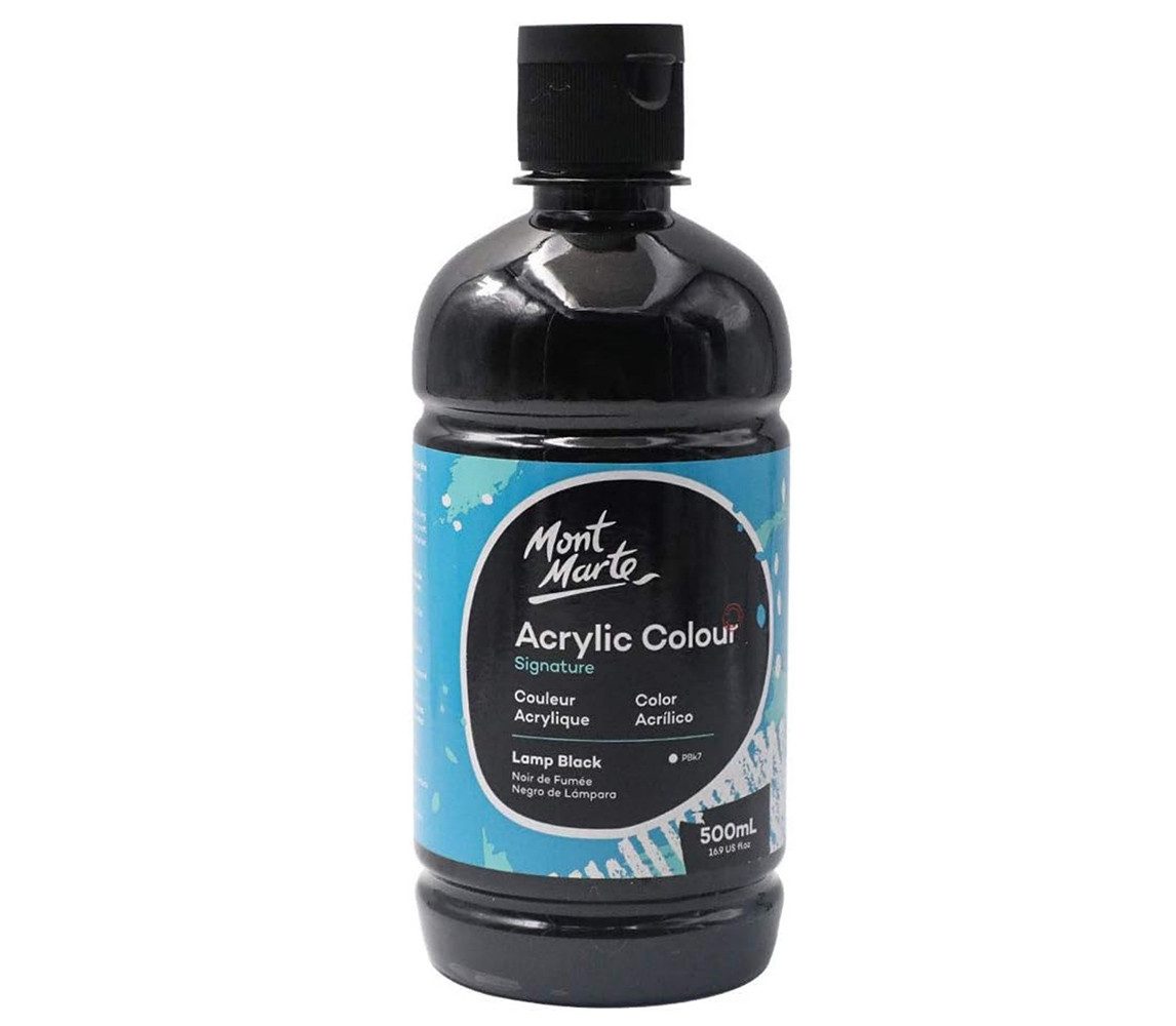 Mont Marte Acrylfarbe Signature - Grundfarben in 500ml Flasche, Weiß/ Schwarz/ Gold - SETL