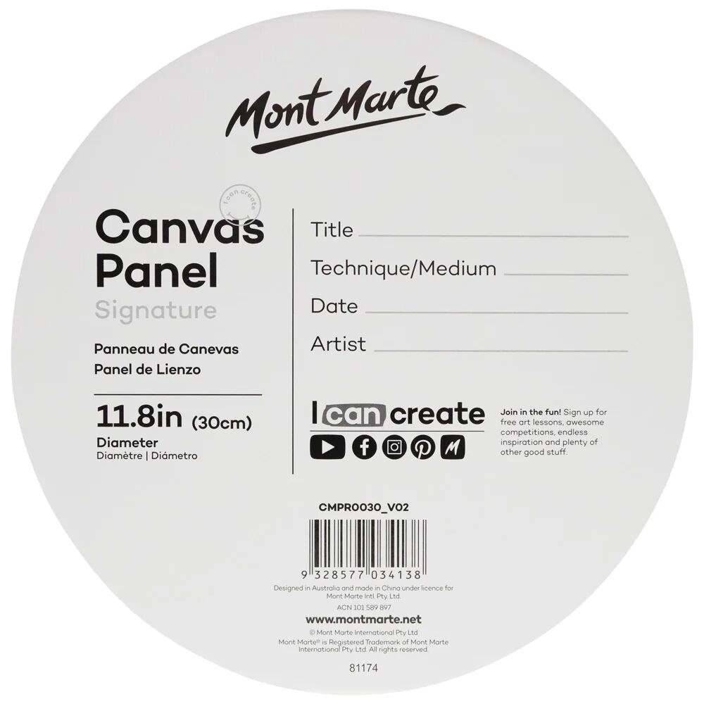 Mont Marte Runde Leinwandplatten Ø 30 cm, 2er Set - SETL