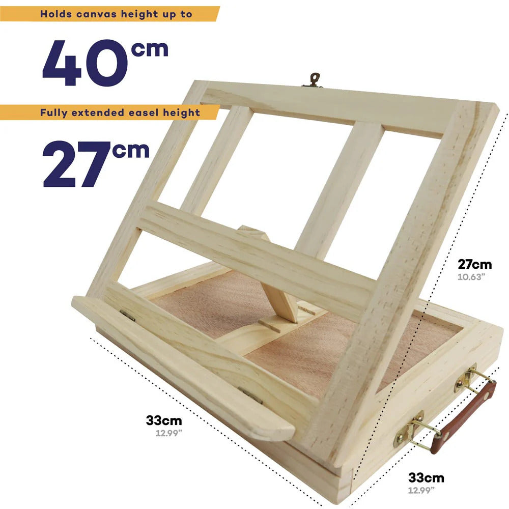 Mont Marte Tischstaffelei mit Schublade aus Kiefernholz, für Leinwände bis 40 cm - SETL