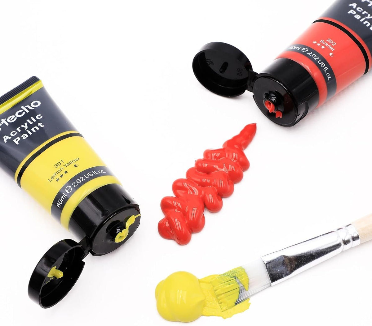 Artecho 24 x wasserfesten Acrylfarben, je 60 ml Tuben mit Klappverschluss - SETL