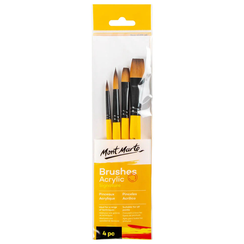 Mont Marte Acrylpinsel Set 4-teilig – Größen 6/10/12/16 - SETL