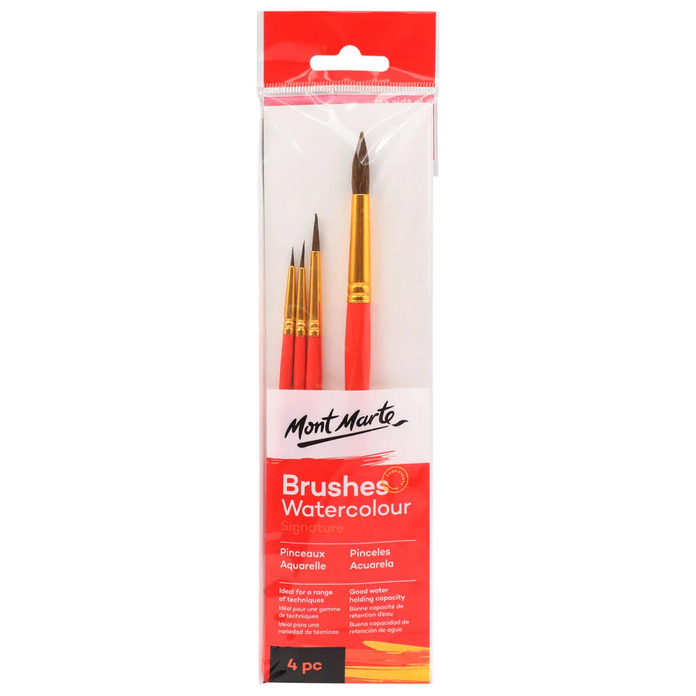 Mont Marte Aquarellpinsel Set 4-teilig – Größen 2/4/6/12 - SETL