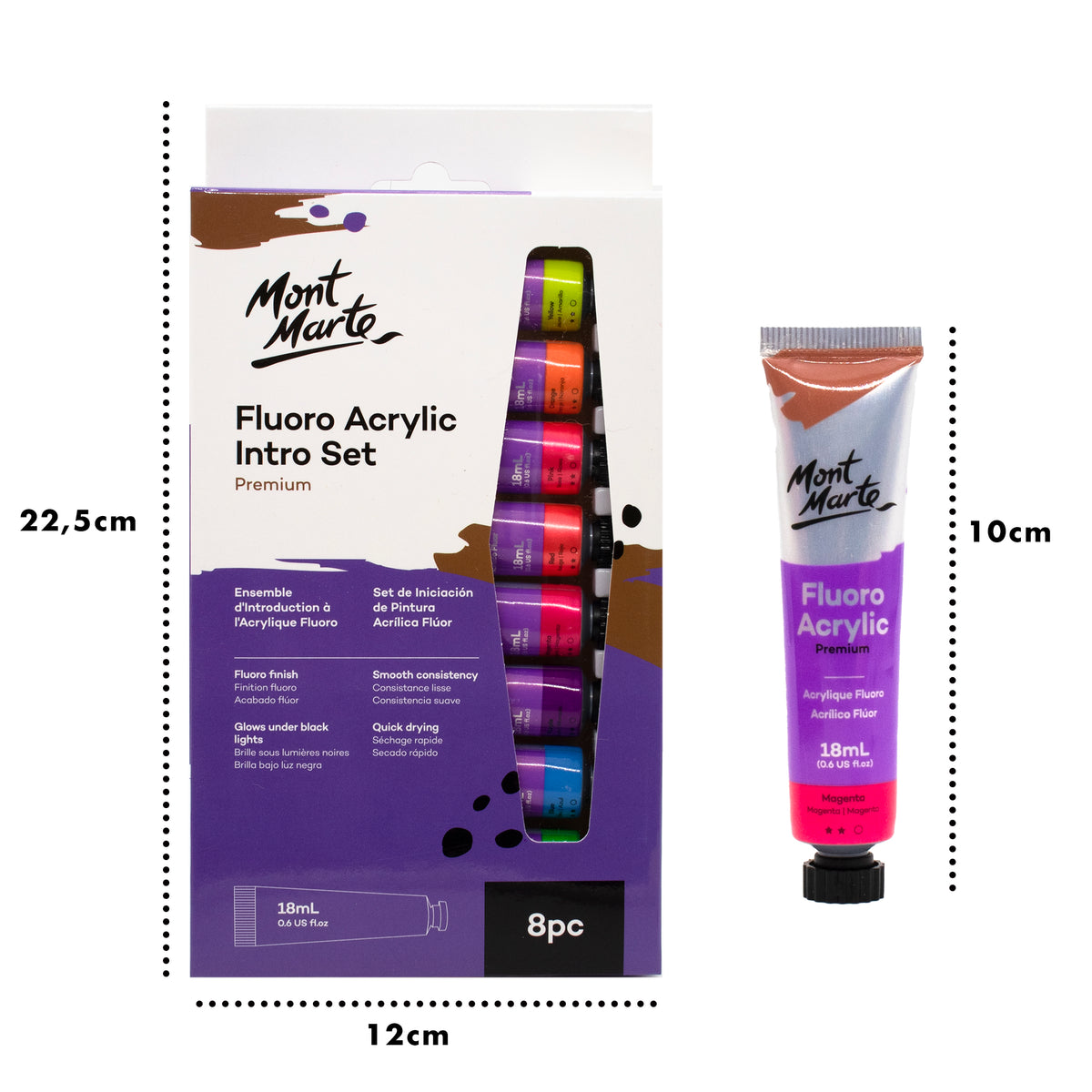 Mont Marte Acrylfarben Set Neon – 8x18ml in Tuben - SETL