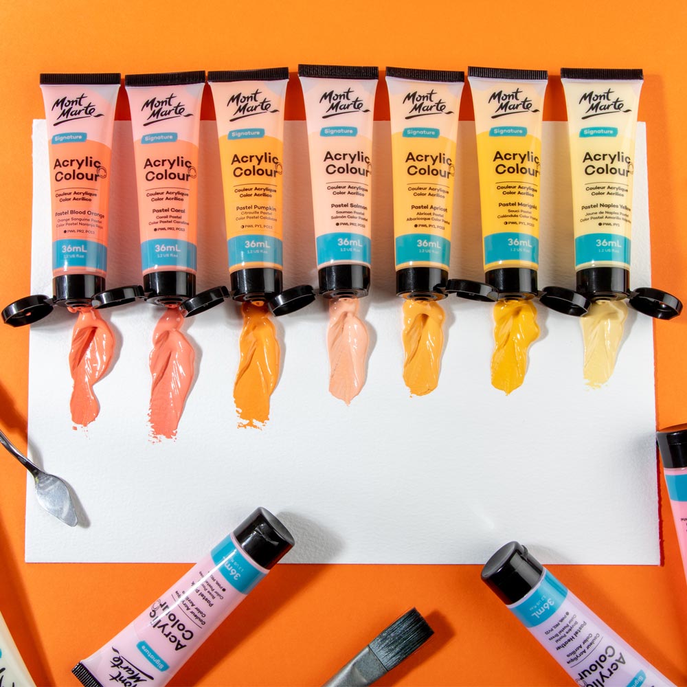 Mont Marte Acrylfarben Set Pastell- 12 / 18 / 24 / 48 Farben x 36ml in Tuben - SETL