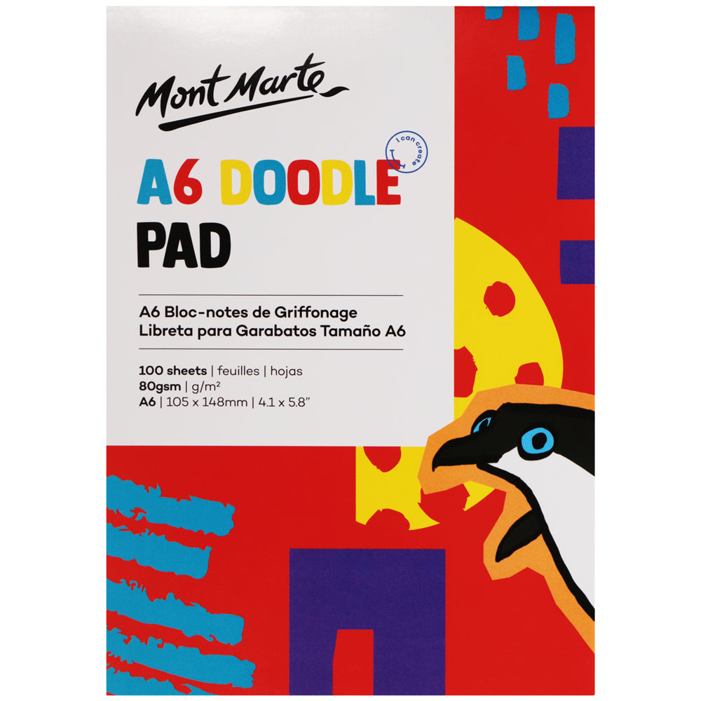 Mont Marte Doodle Pad A6 – kompakter Zeichenblock mit 100 Blatt, 80 g/m² - SETL