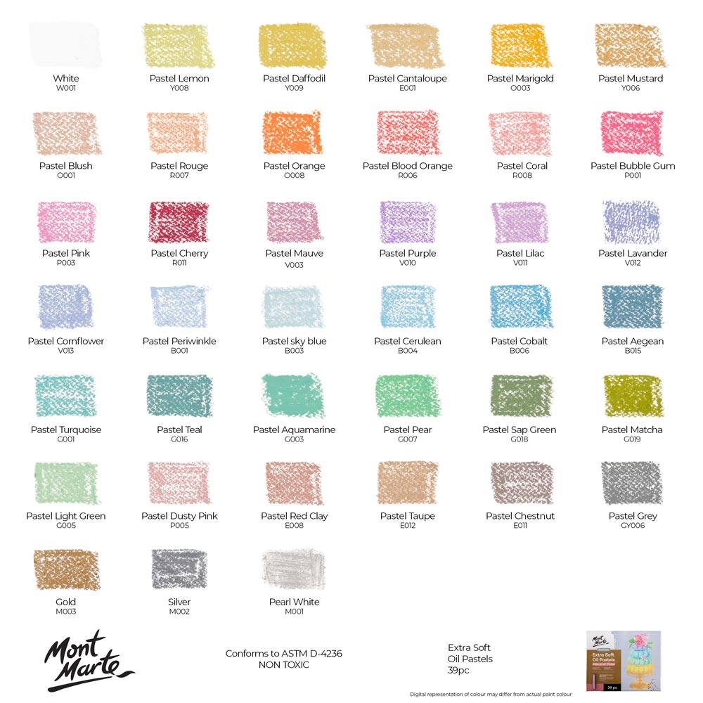 Mont Marte Ölpastellkreiden Set - Macaron - 26/39 extraweiche Farben - SETL