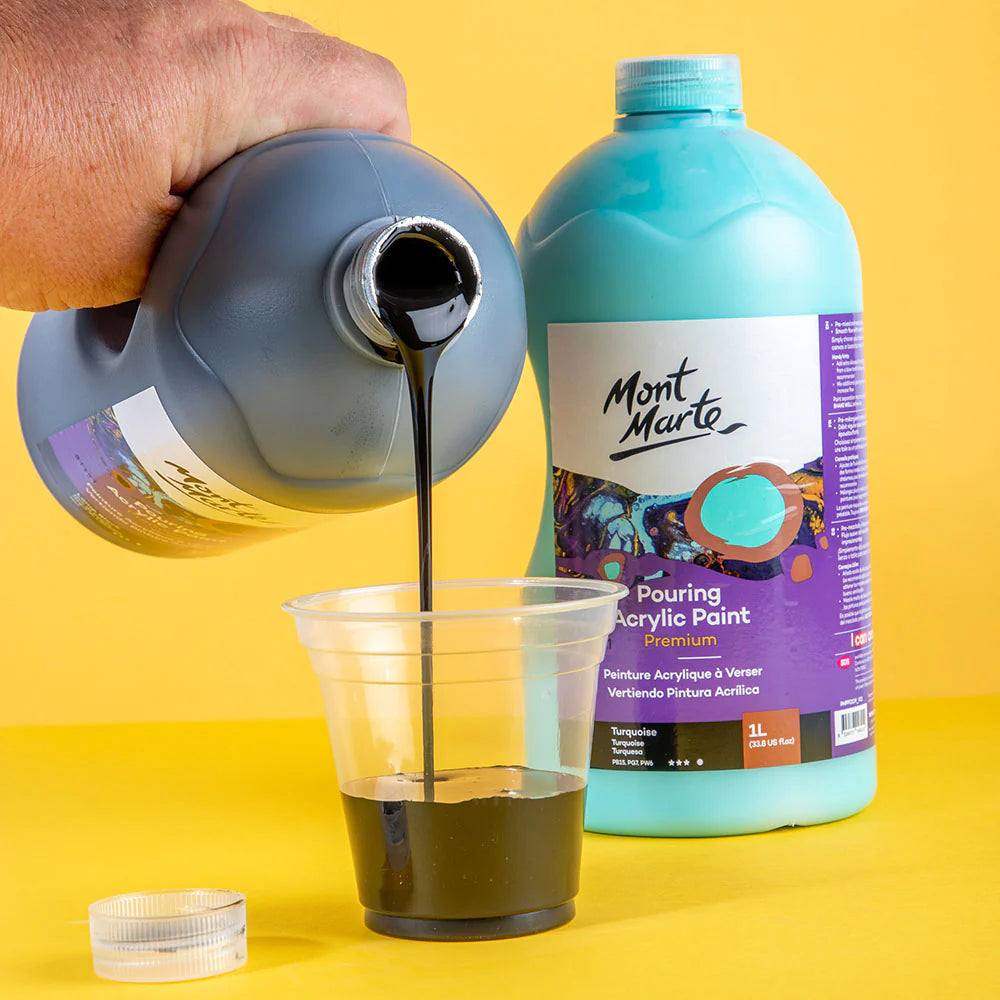 Mont Marte Pouring Acrylfarbe – 1 Liter (Schwarz, Weiß) - SETL