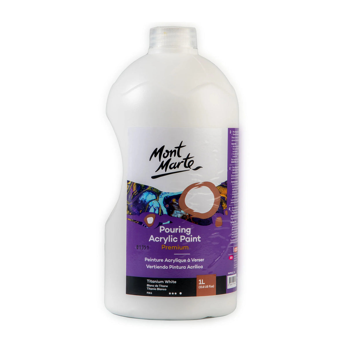 Mont Marte Pouring Acrylfarbe – 1 Liter (Schwarz, Weiß) - SETL