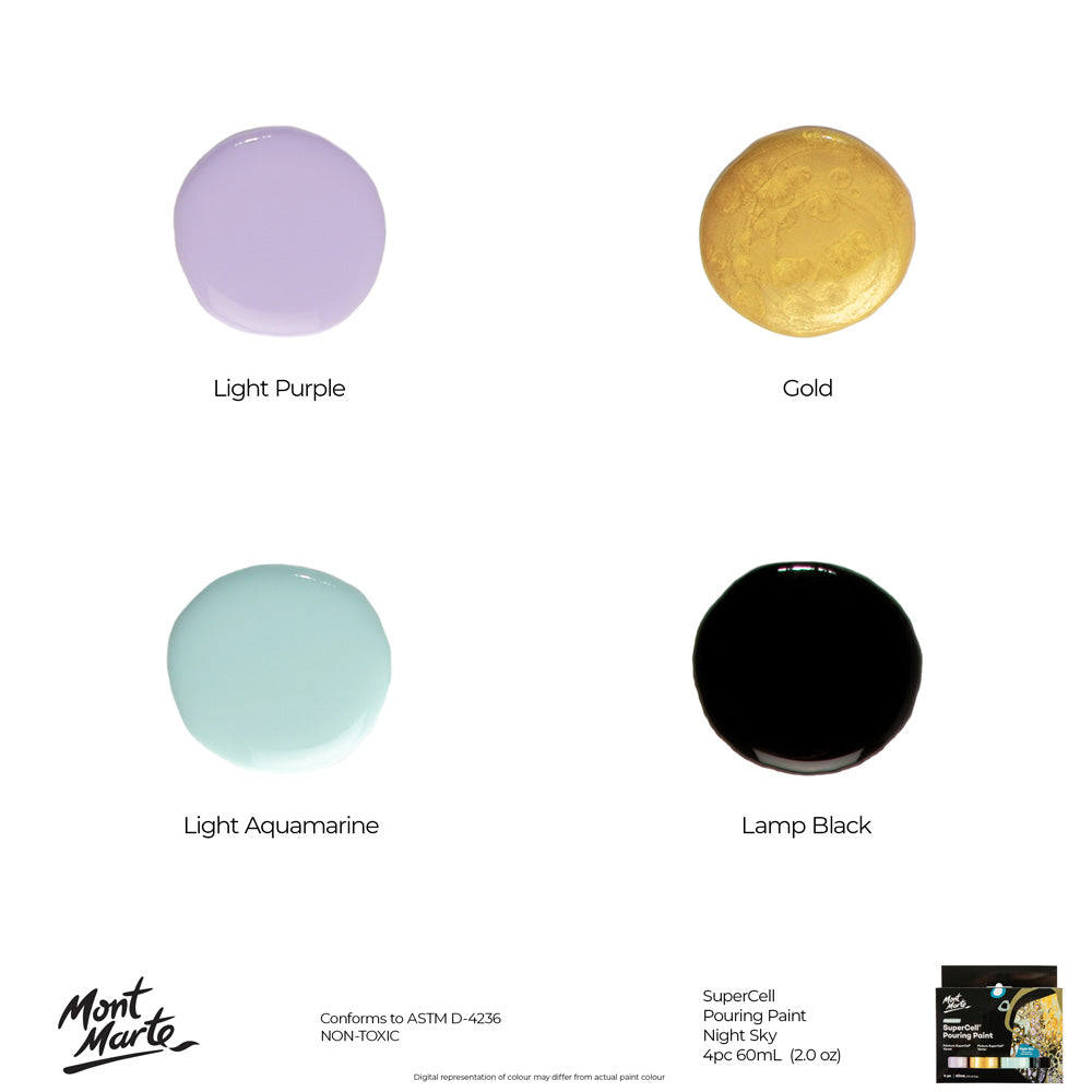 Mont Marte SuperCell® Pouring Set - Night Sky - 4x60ml in Flaschen - SETL