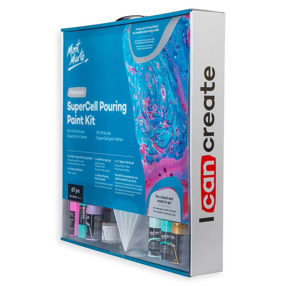 Mont Marte SuperCell Pouring Paint Kit Premium – 67-teiliges Set - SETL