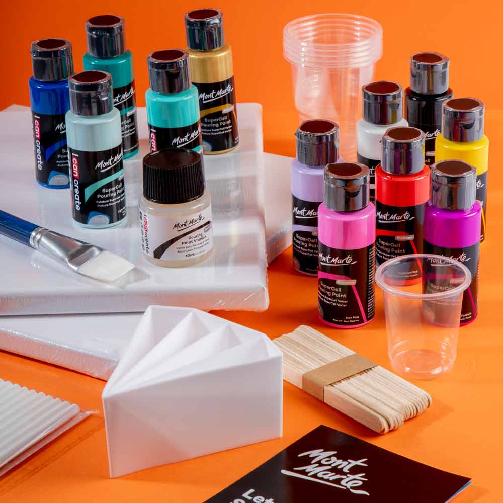 Mont Marte SuperCell Pouring Paint Kit Premium – 67-teiliges Set - SETL