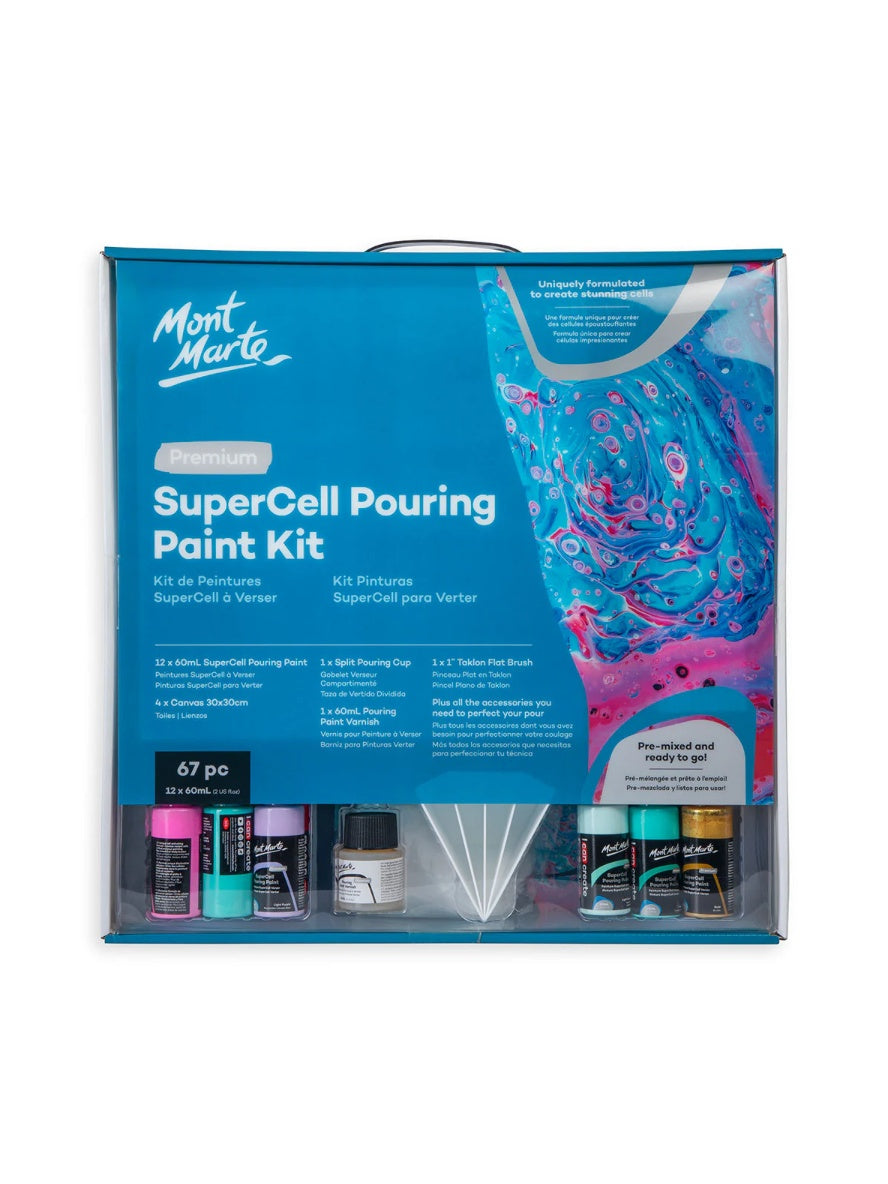 Mont Marte SuperCell Pouring Paint Kit Premium – 67-teiliges Set - SETL