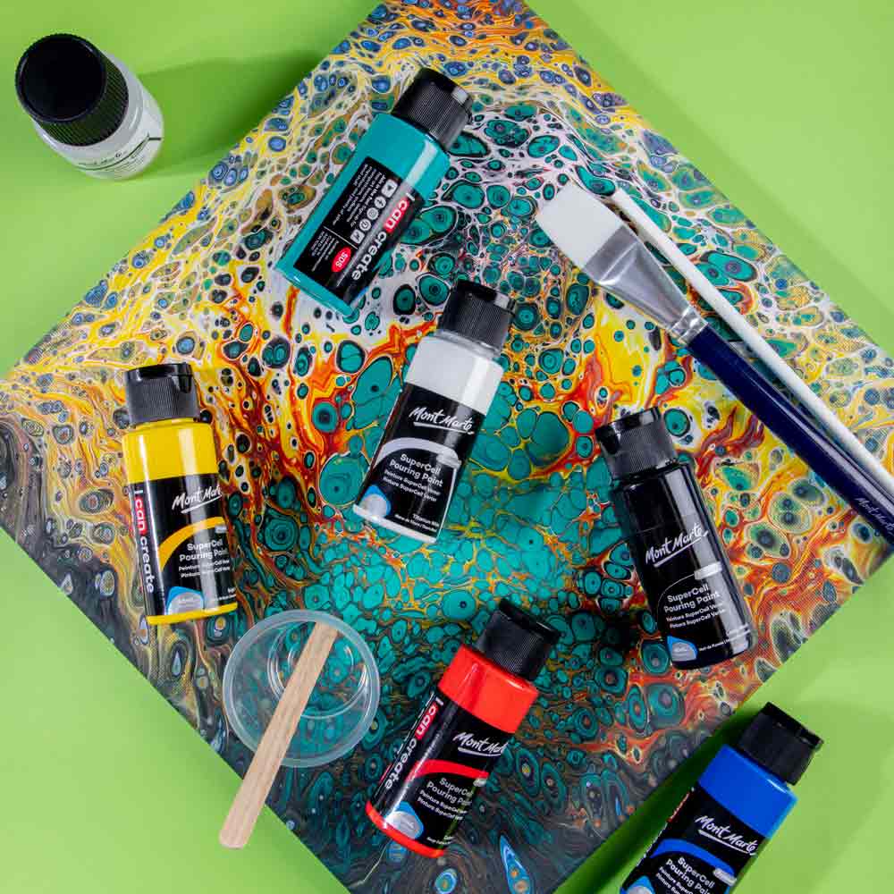 Mont Marte SuperCell Pouring Paint Kit Premium – 67-teiliges Set - SETL