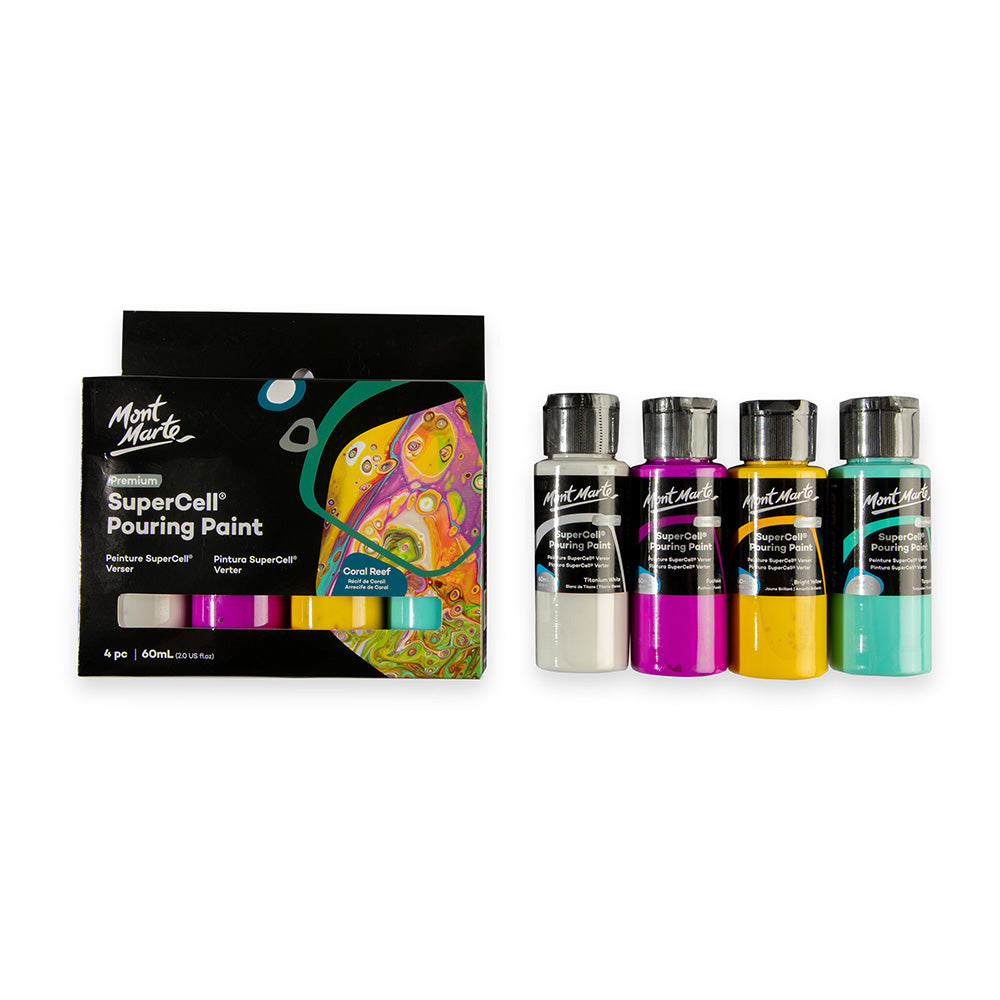 Mont Marte SuperCell® Pouring Set - Coral Reef - 4x60ml in Flaschen - SETL