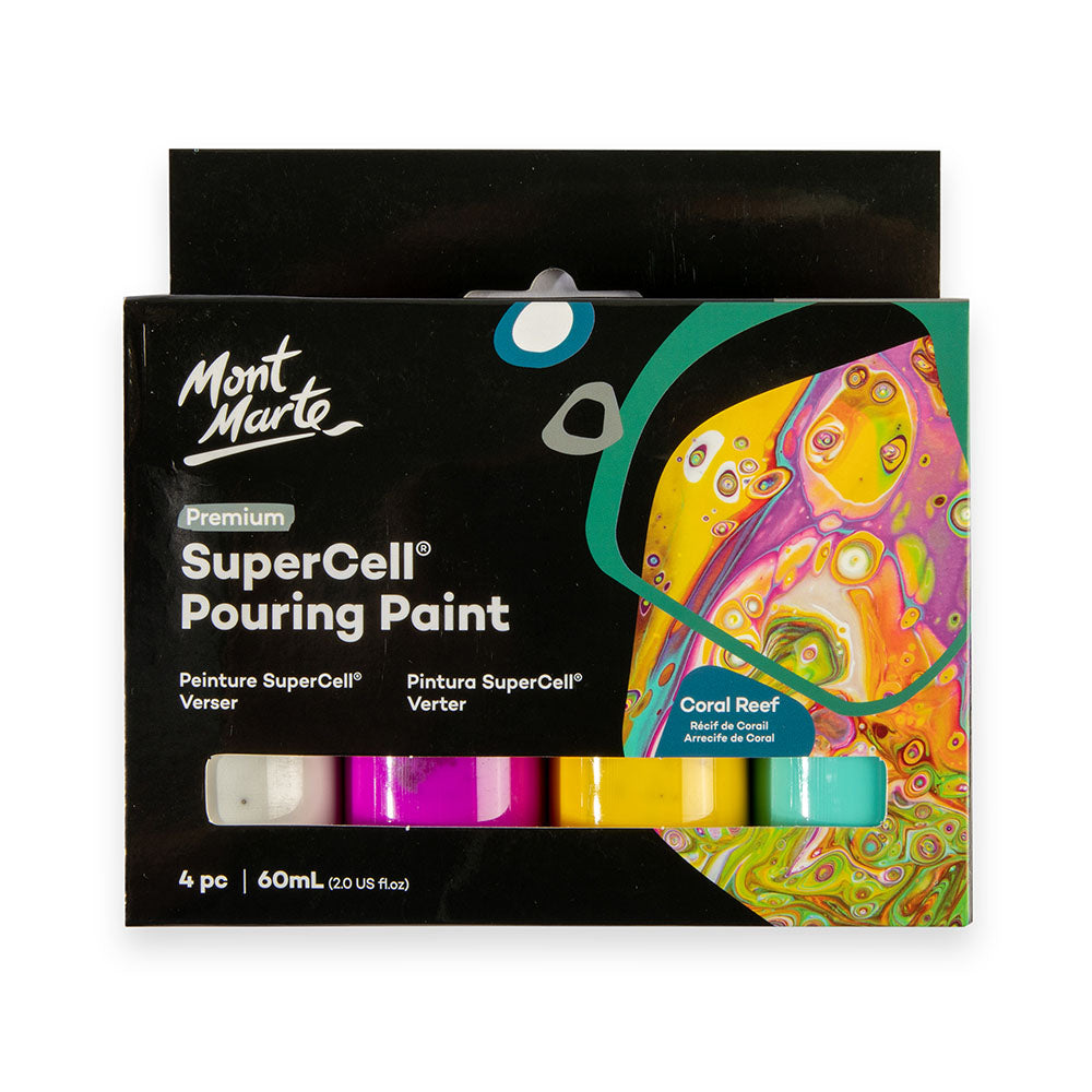 Mont Marte SuperCell® Pouring Set - Coral Reef - 4x60ml in Flaschen - SETL