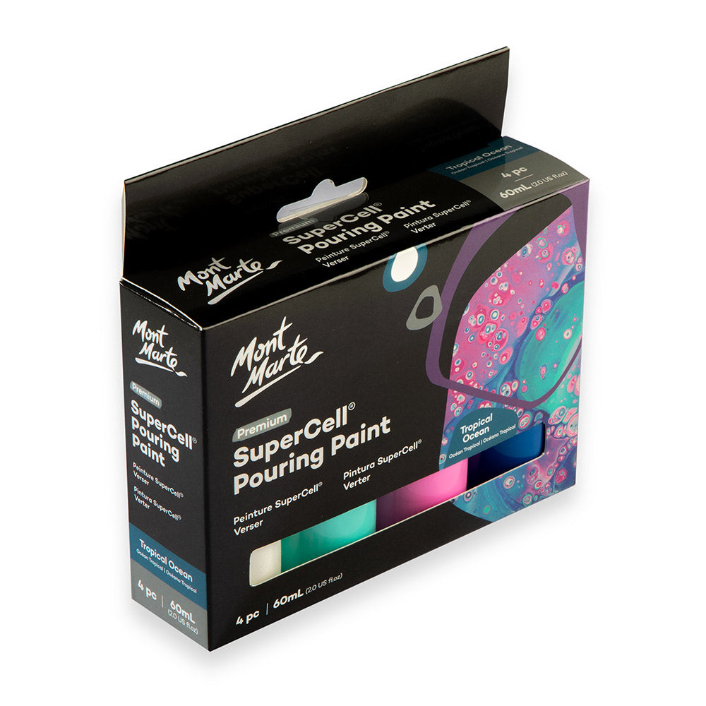Mont Marte SuperCell® Pouring Set - Tropical Ocean - 4x60ml in Flaschen - SETL