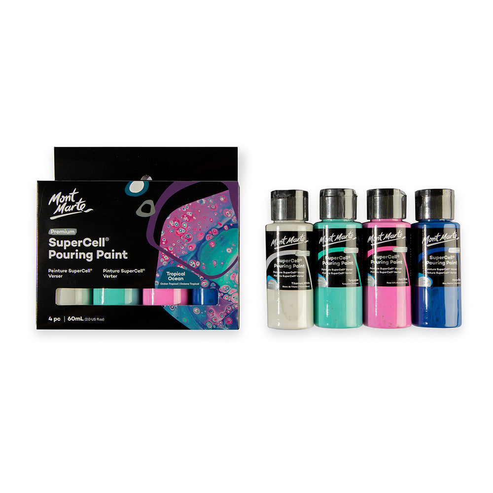 Mont Marte SuperCell® Pouring Set - Tropical Ocean - 4x60ml in Flaschen - SETL