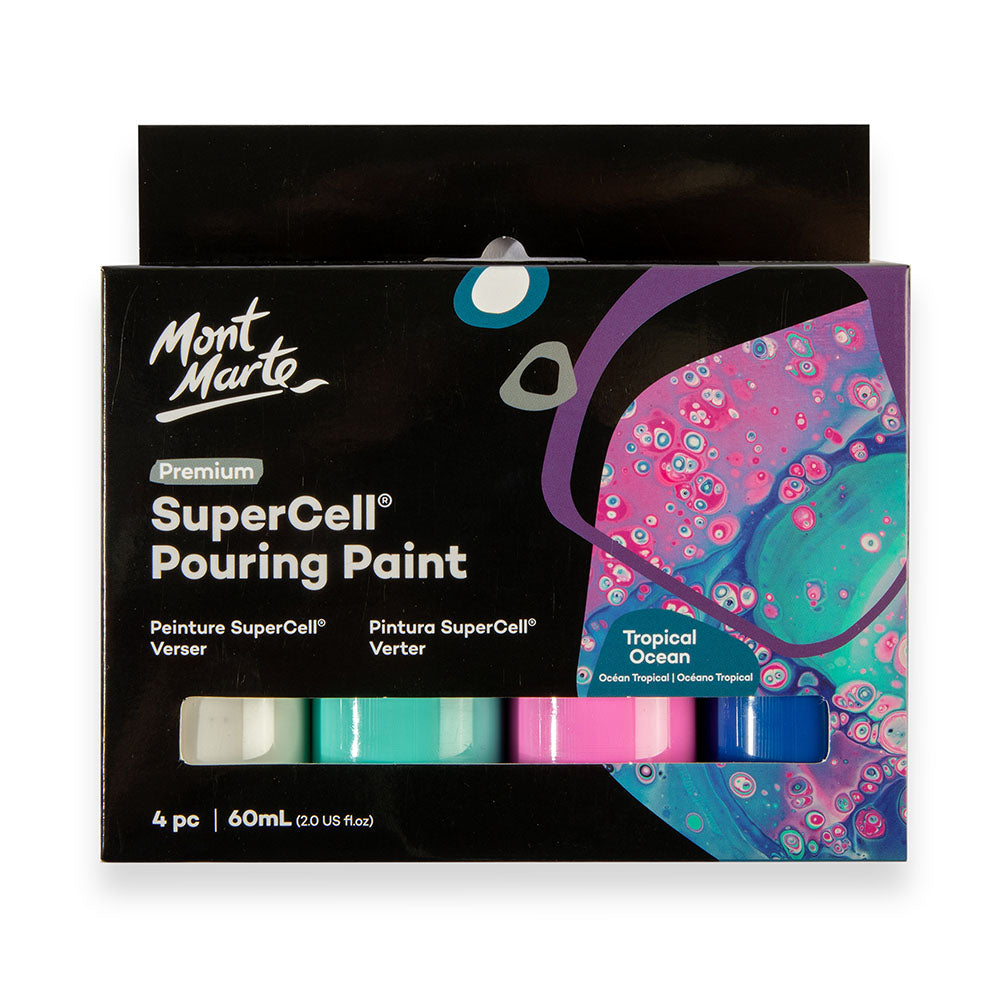 Mont Marte SuperCell® Pouring Set - Tropical Ocean - 4x60ml in Flaschen - SETL