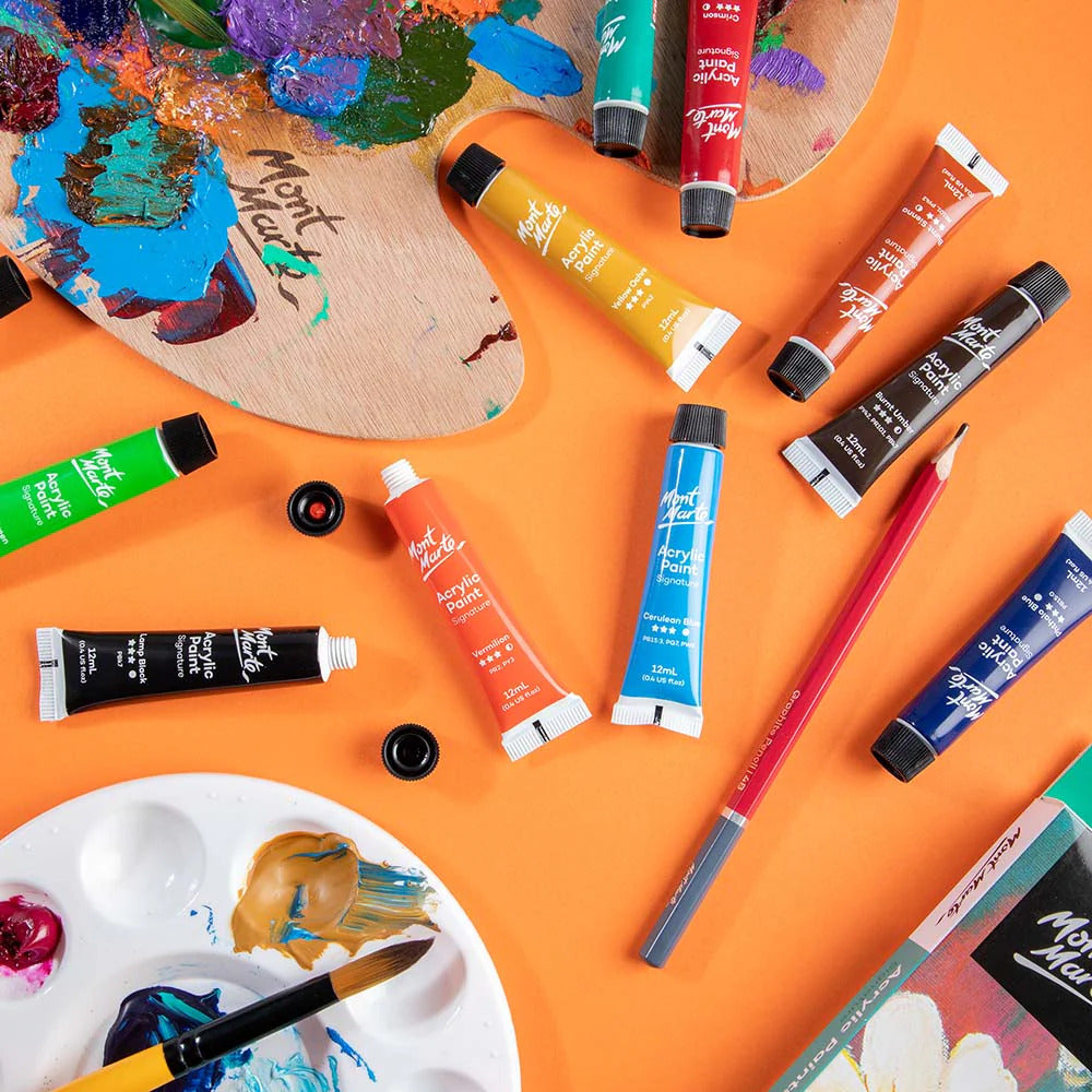 Mont Marte Signature Acrylfarben Set – 12 Farben à 12 ml - SETL