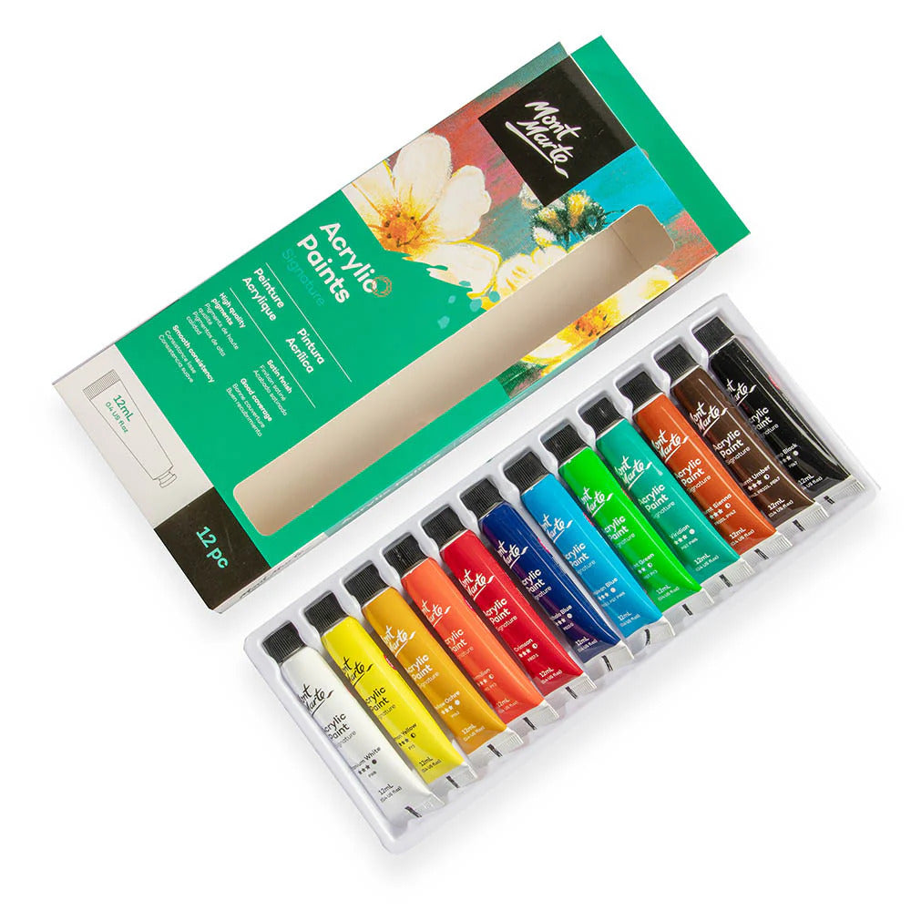 Mont Marte Signature Acrylfarben Set – 12 Farben à 12 ml - SETL