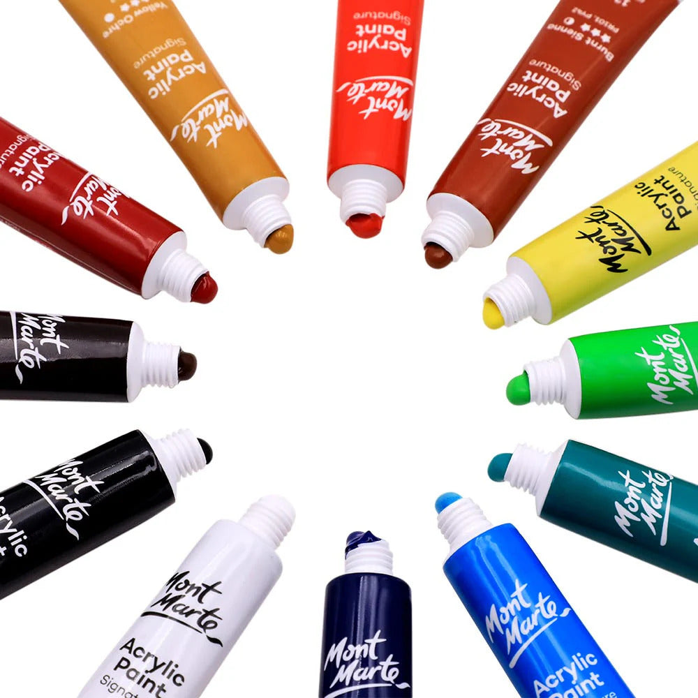 Mont Marte Signature Acrylfarben Set – 12 Farben à 12 ml - SETL