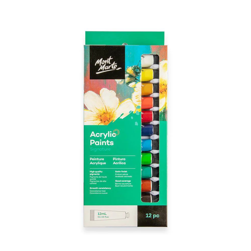Mont Marte Signature Acrylfarben Set – 12 Farben à 12 ml - SETL