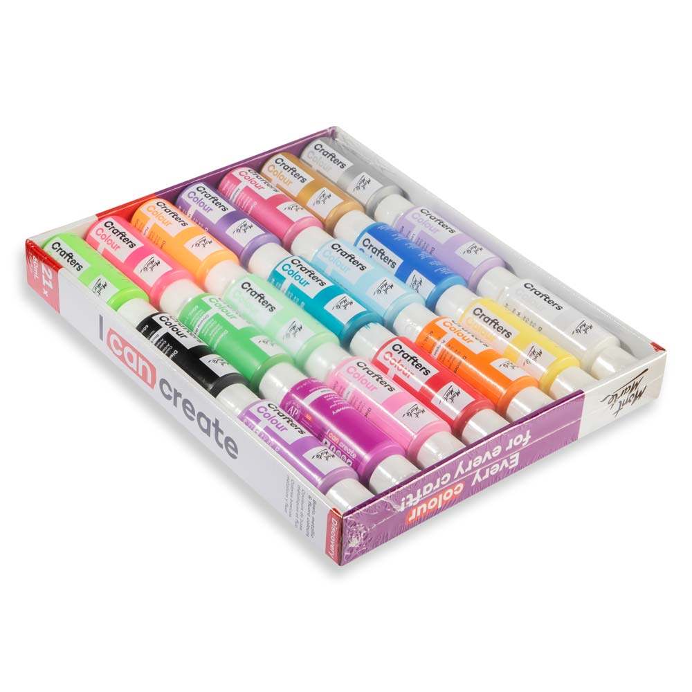 Mont Marte Acrylfarben Set 21 x 60 ml – inkl. Fluor- & Metallic-Farben - SETL