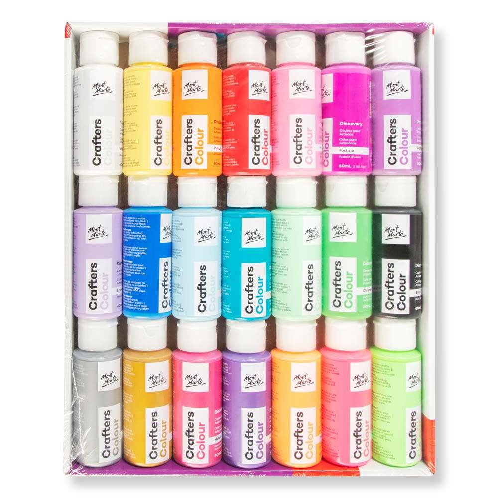 Mont Marte Acrylfarben Set 21 x 60 ml – inkl. Fluor- & Metallic-Farben - SETL