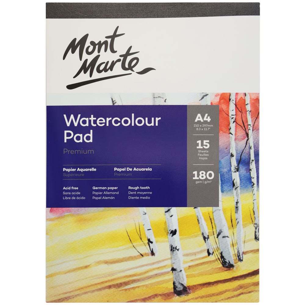 Mont Marte Aquarellblock 180 g/m² – 15 Blatt, A4 - SETL