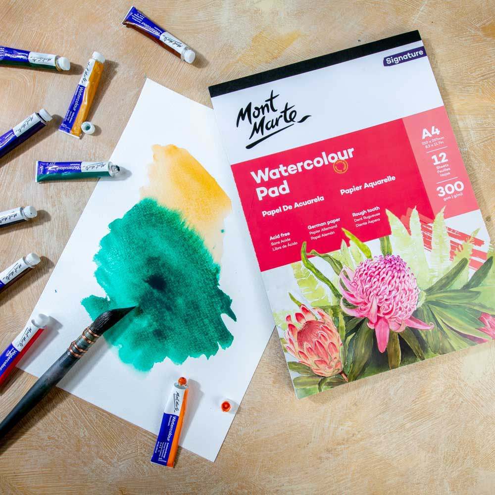 Mont Marte Aquarellblock 300 g/m² – 12 Blatt, A4 - SETL