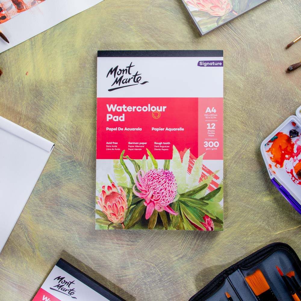Mont Marte Aquarellblock 300 g/m² – 12 Blatt, A4 - SETL