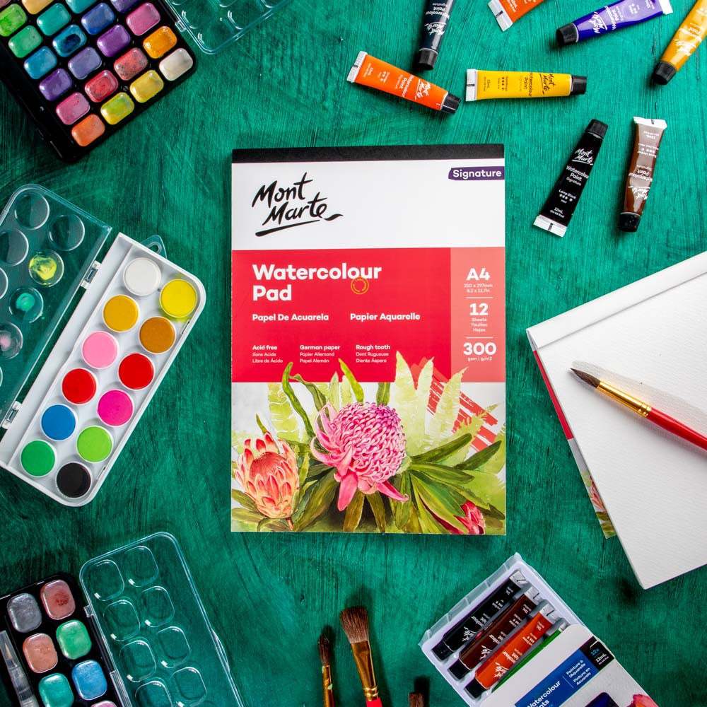 Mont Marte Aquarellblock 300 g/m² – 12 Blatt, A4 - SETL