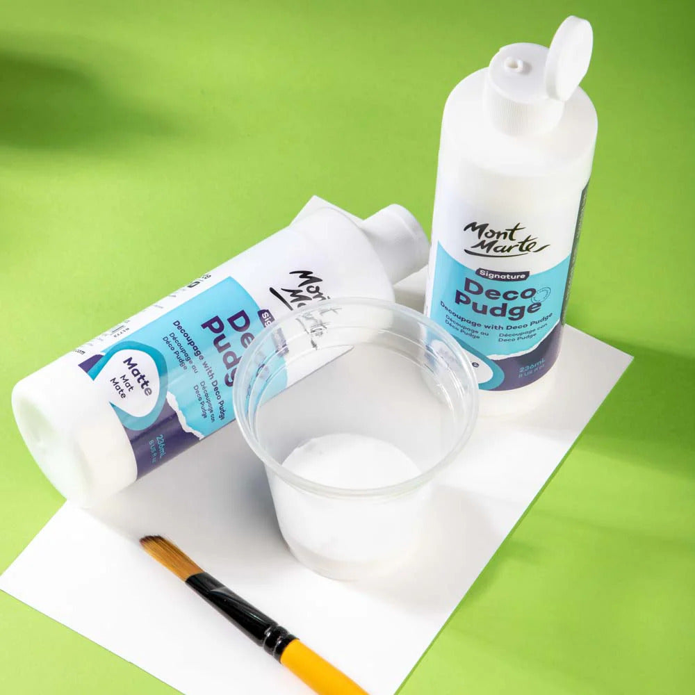 Mont Marte Deco Pudge Mattlack 236 ml – 3 in 1 Kleber, Versiegelung & Lack - SETL