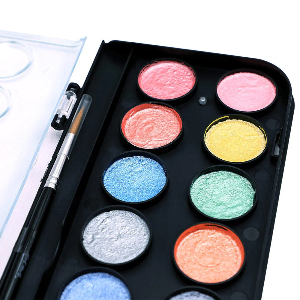 Mont Marte Signature Metallic Aquarellfarben Set – 16 Farben mit Pinsel - SETL