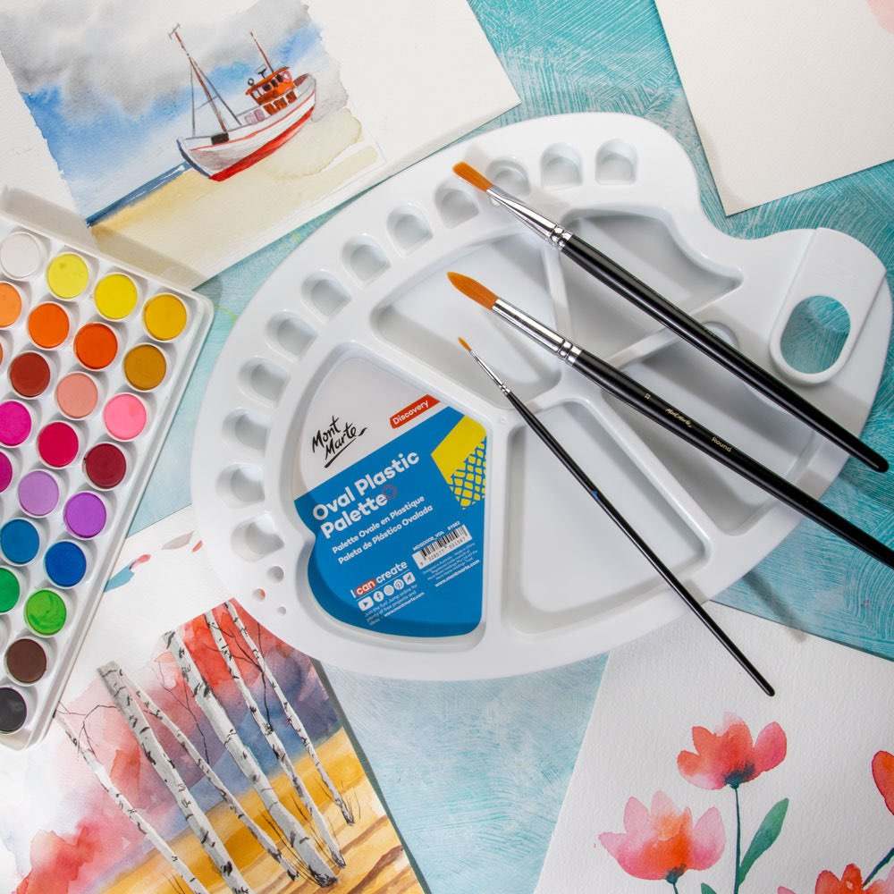 Mont Marte Ovale Kunststoffpalette 34 x 25 cm mit 17 Mischmulden - SETL