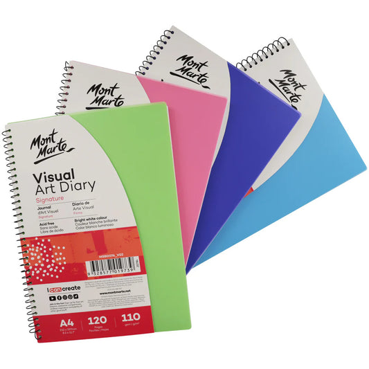 Mont Marte Visual Art Diary A4 – 110 g/m², 120 Seiten, Spiralbindung - SETL