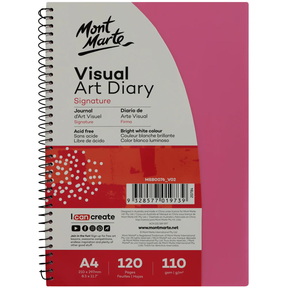 Mont Marte Visual Art Diary A4 – 110 g/m², 120 Seiten, Spiralbindung - SETL