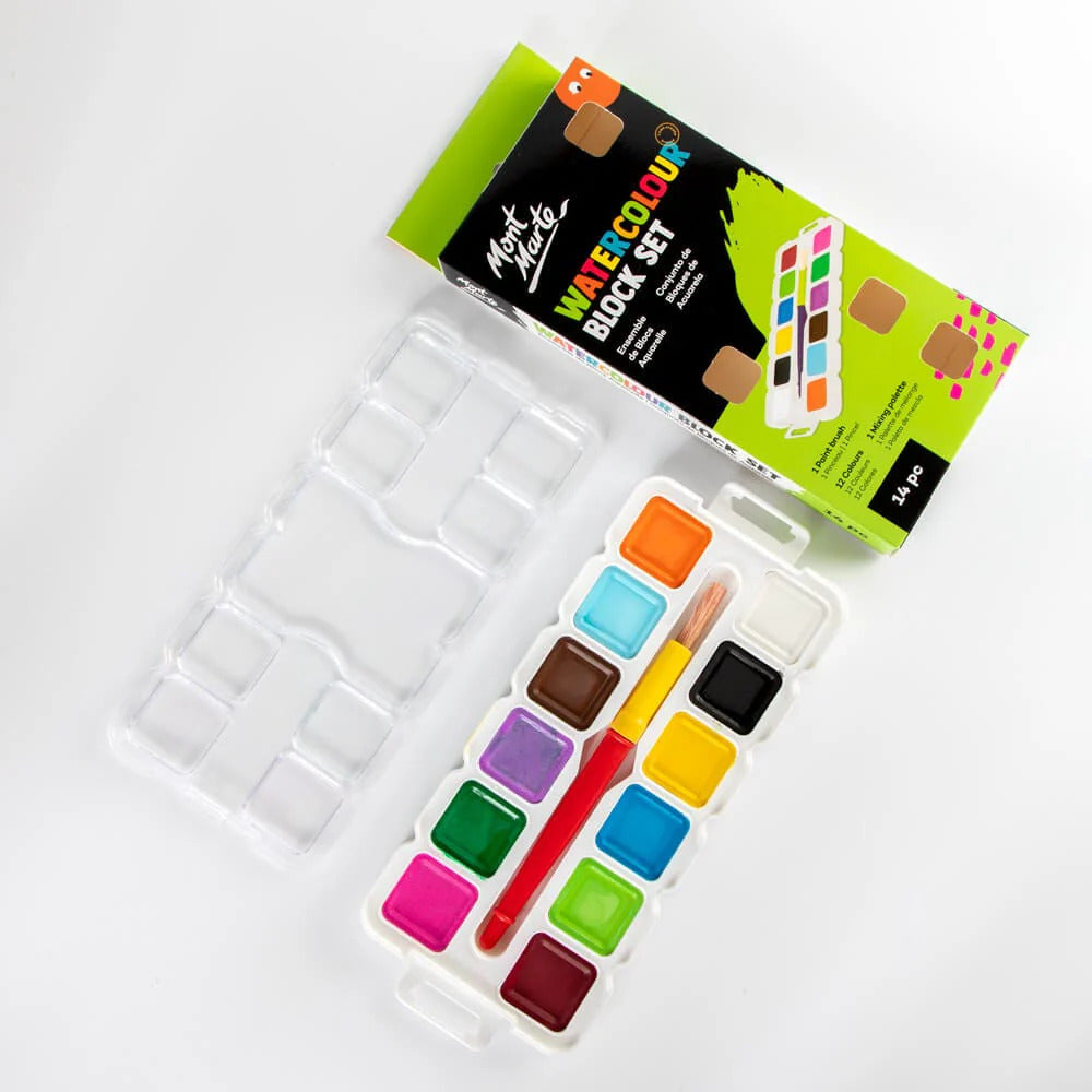 Mont Marte Wasserfarben Set – 12 Farben mit Pinsel - SETL