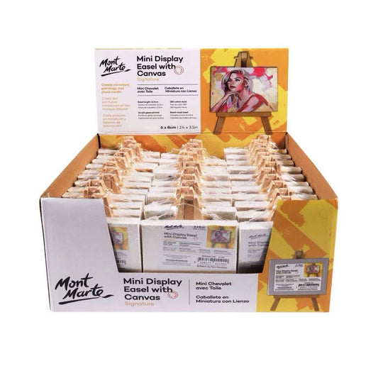 Mont Marte Signature Mini-Staffelei aus Buchenholz mit Leinwand – 6 × 8 cm