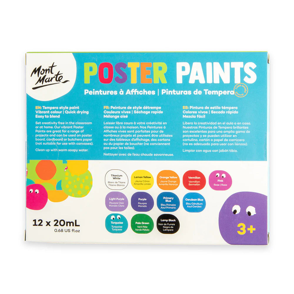 Mont Marte Posterfarben Set – 12 / 24 Farben à 20 ml - SETL