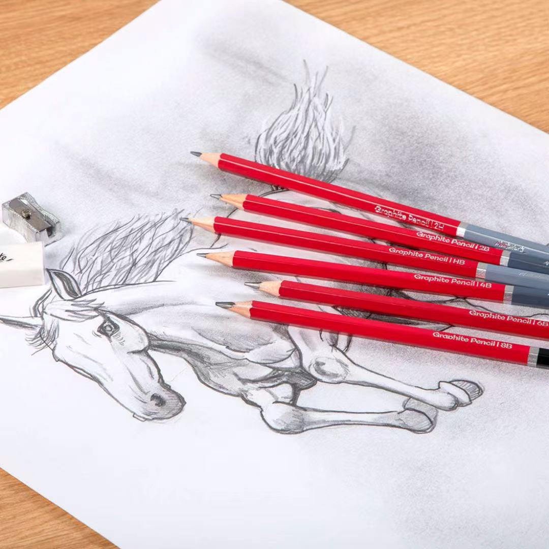 Mont Marte Zeichenset 8-teilig mit 6 Graphitstiften, Radierer & Spitzer - SETL
