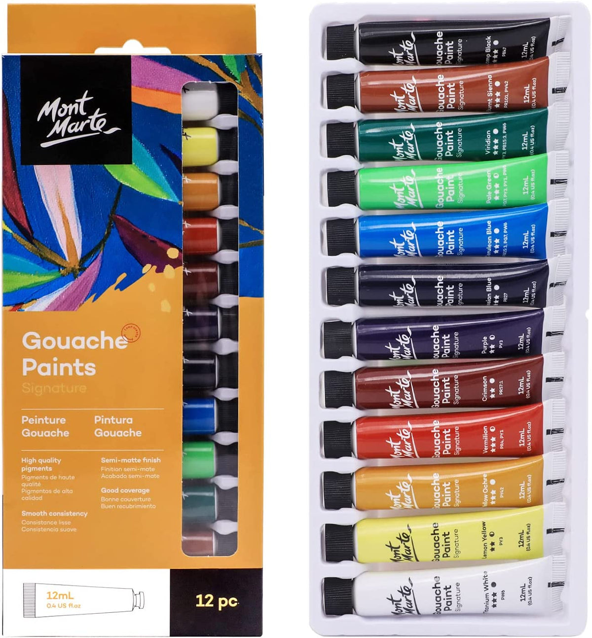 Mont Marte Gouachefarben Set Premium – 12 /24 x12ml in Tuben - SETL