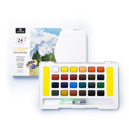Artecho Aquarellfarben Set – 24 / 48 / 72 Farben mit Wassertankpinsel & Schwamm - SETL