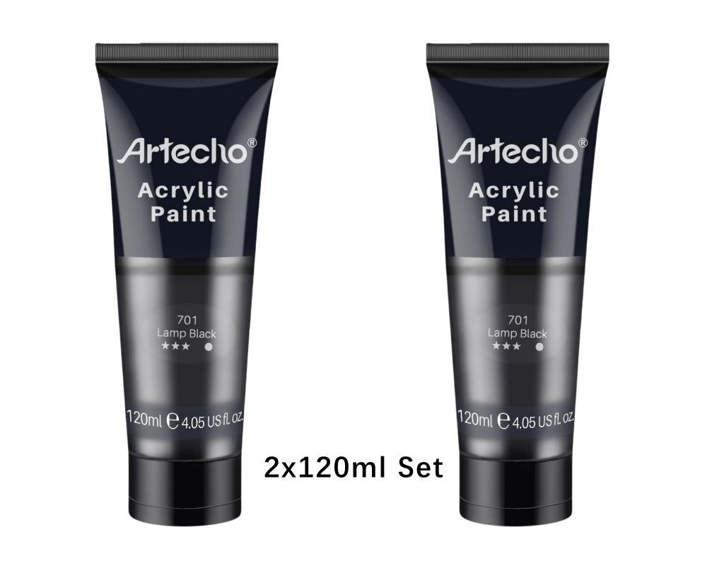 Artecho Acrylfarbe 2 x 120ml – Weiß, Schwarz, Golden, Silber & mehr Farben verfügbar - SETL